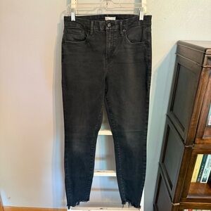 Good American Women’s Distressed Black High-Waisted Jeans Frayed Hem Size 12/31